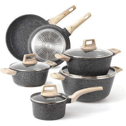 Nonstick Granite Cookware Sets 10 Pcs Stone Cookware Set
